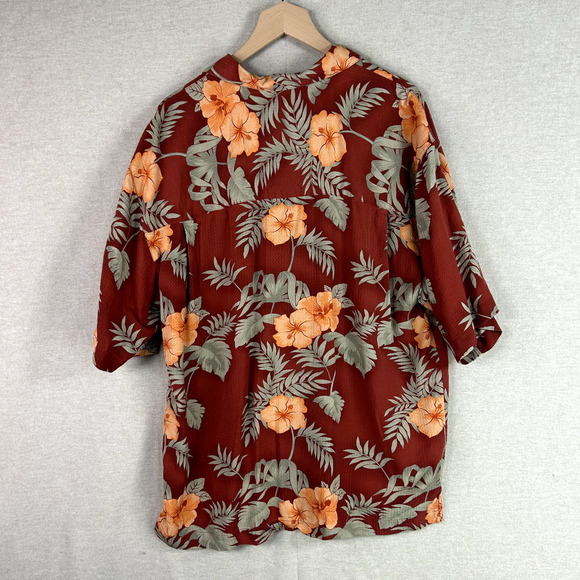Bermuda Bay Mens 100% Silk Hawaiian Button Up Shirt Size XL Tropical Floral Camp - Picture 4 of 7